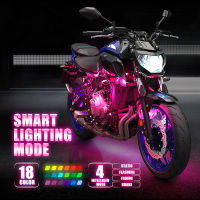 Motorcycle RGB LED Smart Brake Lights Atmosphere Light With Wireless Remote Control Moto Decorative Strip Lamp Kit