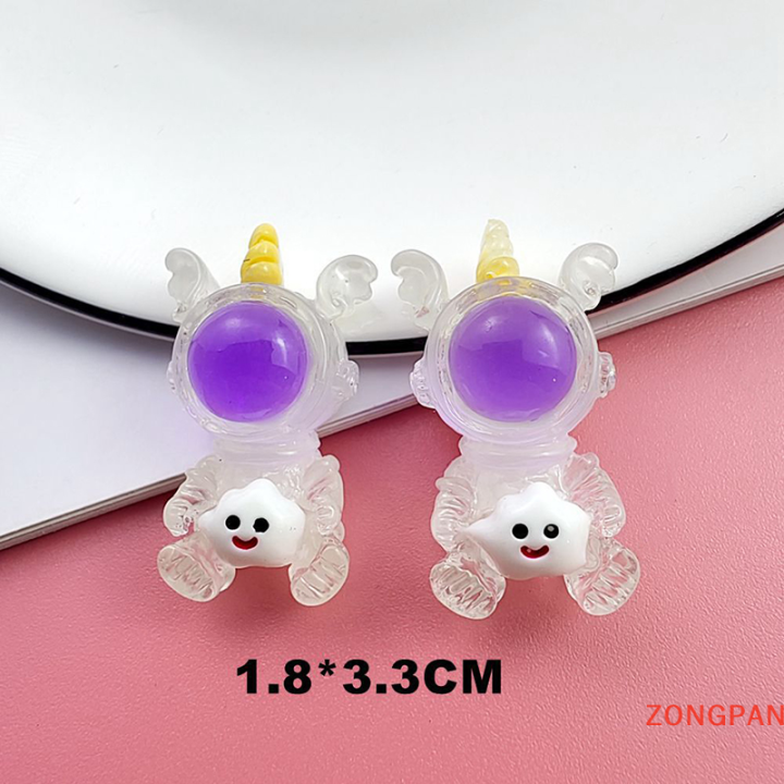 zongpan-10ชิ้น-kawaii-เรษเรซิน-cabochon-flatback-น่ารักสีฟ้าใสจรวดยานอวกาศนักบินอวกาศเสน่ห์สำหรับเครื่องประดับ