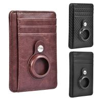 ☑ Minimalist Leather Wallet Case For Air Tag Portable Classy Fashion Card Cash Holder Purse Protective Case For AppleAirTag