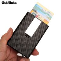 【LZ】 New Buisness Card Holder Carbon Fiber ID Metal Credit Card Wallet Automatic Card Case Designer Aluminum RFID Wallet Cardholder