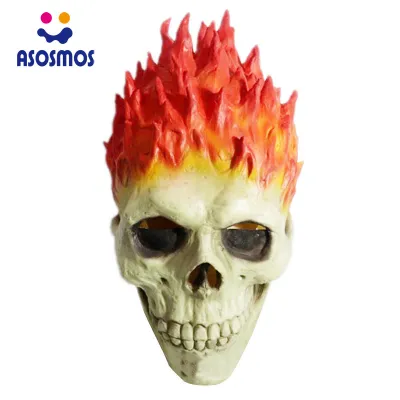 ASM Flame Skeleton Helmet/Face-Cover Inspired/Ghost Rider Wearable Horror Face-Cover Halloween Secret Room Props Flame Skeleton Helmet/Face-Cover Inspired/Ghost Rider หน้าปกสยองขวัญที่มีประโยชน์