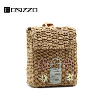 Fosizzo Woven Rattan Backpack Sling Bag Natural Beach Backpack Rattan Bag For Kids Beach Backbag Fashion Design 2021#5311