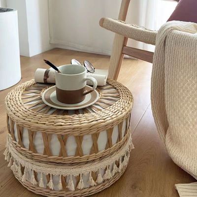 【CW】✁✴  Hand Woven Cushion Cattail Round Rattan Compiled