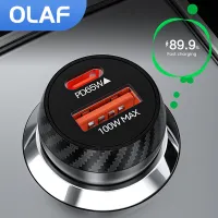 Olaf Mini PD 65W USB C Car Charger Fast Charging Car Fast Charger 100W Dual Port อะแดปเตอร์มัลติฟังก์ชั่นสำหรับ Samsung Xiaomi