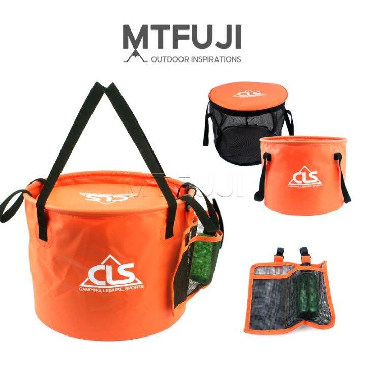 Outdoor Folding Bucket Round Camping Bucket Bucket+Drainage Basket+Side