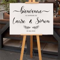 ● French Style Wedding Board Sticker Custom Names Date Vinyl Decal Wedding Welcome Sign Mirror Vinyl Mural Romantic Marriage Decor