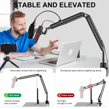 Geekria for Creators Telescoping Tabletop Microphone Stand Compatible with Blue Yeti, Yeti X, Yeti Nano, Sona, Snowball Ice, Ember, Spark SL