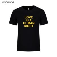 Love Is Human Right Letter Printed T-Shirt Men Summer Casual Lgbt Gay Pride T Shirt Cotton Funny Tops Camisetas Masculina S-4XL-5XL-6XL