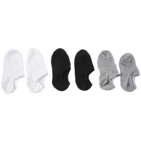 3 Pairs Black Gray White Cotton Spandex Sports Short Socks for Men