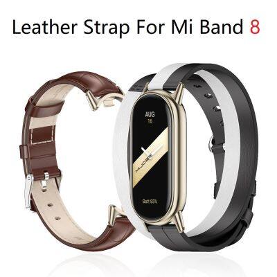 สายรัดสำหรับ Xiaomi Mi Band 8สร้อยข้อมือแฟชั่นหนังอะไหล่ Miband สายรัดข้อมือ8 NFC Correa Mi Smart Band 8สายรัดข้อมือ