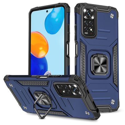 「Enjoy electronic」 Armor Shockproof Case For Xiaomi Redmi Note 11 11S Magnetic Metal Ring Stand Holder Phone Cases for Redmi Note 11 Pro Back Cover