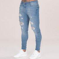 【YD】 Cotton Jean Mens Pants Hole Trousers for Guys Europe America Size 3XL ripped jeans Male