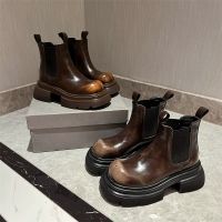 Sepatu BOOT Pendek พื้นด้านล่างสำหรับผู้หญิง Caohuatang3Thick รองเท้าบูท Martin พื้นด้านล่างด้านล่างด้านล่างกันลื่นรองเท้าบู๊ตผู้หญิง Bootscaohuatang3ยกสูง