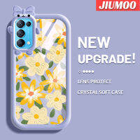 เคส JIUMOO สำหรับ OPPO Reno 5 4G Reno 5 5G Reno5 5G K พบ X3 Lite ลายดอกไม้ภาพวาดสีน้ำมันแฟชั่นน่ารักสีสันสดใสเคสใสซิลิโคนกันกระแทกแบบใสเรียบง่ายป้องกัน