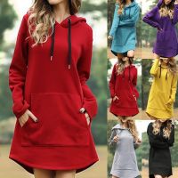 [Qinqin clothing]Hooded Tunic Sweatshirt ชุด Drawstring Poleron Mujer 2020 Kangaroo Pocket ไม่สม่ำเสมอ Hoodies ผู้หญิงลำลอง Hoodie แขนยาว