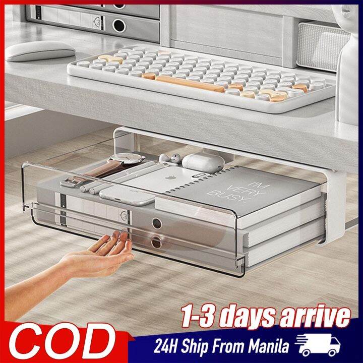 Under Desk Drawer PunchFree Hidden Storage Box Lazada PH
