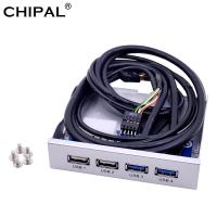 [HOT HAIXWLXKWW 589] CHIPAL Silver 4พอร์ต USB 2.0 3.0แผงด้านหน้า Hub 20Pin Splitter Combo Bracket Adapter สำหรับเดสก์ท็อป3.5 39; 39; Floppy