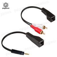 RJ45 Female to DC 3.5mm Male / RT45 to 2 RCA Male With Extender Network Extension Audio Cable 0.3 Meters