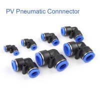 1PCS PV Pneumatic Fitting Tube Connector Fittings Air Quick Water Pipe 4mm-16mm Push In Hose Quick Connector Angle Adapter Plug Pipe Fittings  Accesso