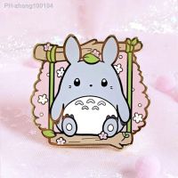 Cute Gray Bunny Sakura Cherry Blossom Hard Enamel Pin Cartoon Kawaii Totoros Brooch Accessories Anime Fans Collect Badge Jewelry