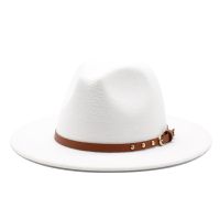 [Fine Jewelry]2020ผู้หญิงผู้ชายขนสัตว์สีขาวสีดำ Fedora หมวกปีกกว้างแจ๊สหมวกด้วยพังก์ริบบิ้นสุภาพบุรุษผู้หญิงที่สง่างามคริสตจักรหมวก Fascinator