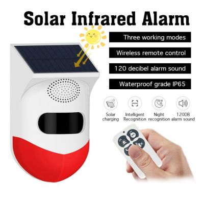 ② Sound Alert Flash Warning Sound &amp; Light Alarm Motion Sensor Siren Strobe Security Alarm System Solar Alarm Light Outdoor PIR Motion Sensor For Farm