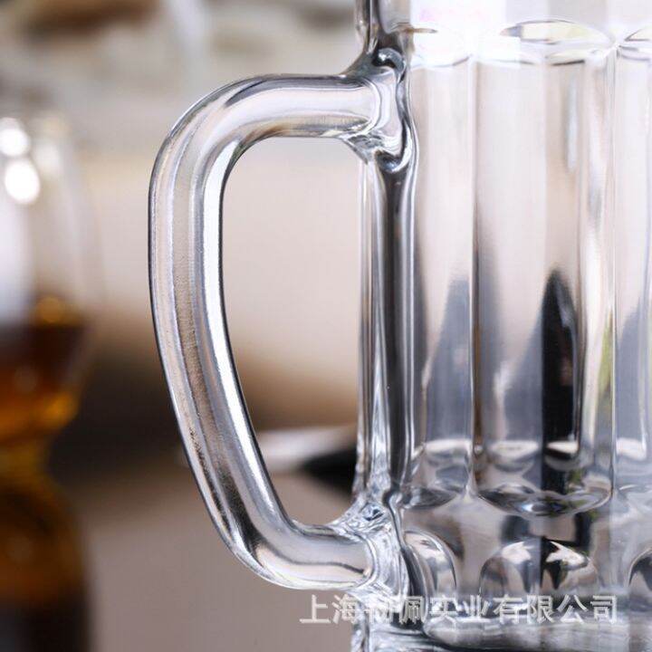 heat-resistant-transparent-thickened-glass-cup-with-handle-tie-beer-mug-oversized-tea-wholesale-can-be-customized-logo