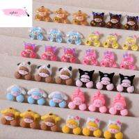 WPRA 10Pcs/set เครื่องรางเล็บแมวลูกแมว อุปกรณ์ตกแต่งเล็บการ์ตูน Kuromi สีแบบสุ่ม อุปกรณ์ตกแต่งเล็บ Kuromi สีสันสดใส ร้านทำเล็บ