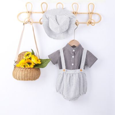 Newborn Baby Girl Boy T Shirt + Overalls Shorts + Hat 3 Pcs Toddlers Infant Summer Jumpsuit Clothes Outfits