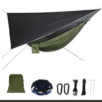 Mosquito net hammock canopy set outdoor quick-open hammock plus rain-proof shade Mosquito net hammock