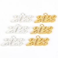 3pcs Gold Color Silver Color 2023 Year Alloy Charms Pendants For Jewelry Making Earring Necklace Handmade Accessories 19x37mm DIY accessories and othe