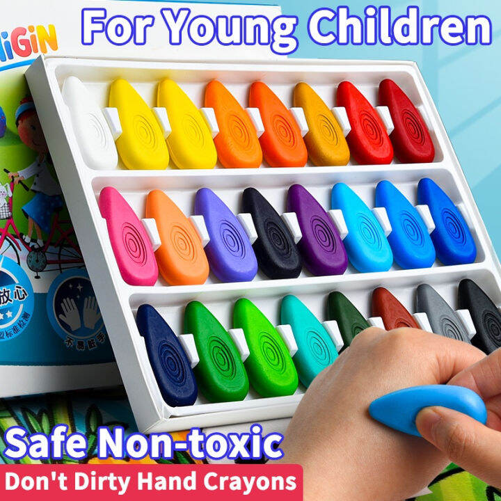 【COD】12/24 Colors/Set Crayons Drop shape Safe NonToxic Washable for