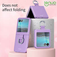 Lenuo เคสโทรศัพท์มีสายคล้องแหวนสลักรูปริบบิ้นสำหรับ Motorola Razr 40ฝาหลังป้องกันการกระแทกแบบเคสพิเศษ