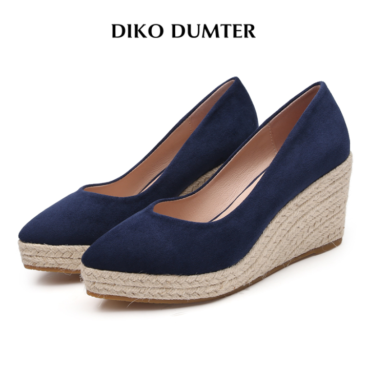 dikodumter-รองเท้าส้นสูงหนังนิ่มผู้หญิง-แฟชั่นหนังกลับสไตล์เกาหลีรองเท้าส้นอัดปลายแหลมวินเทจ
