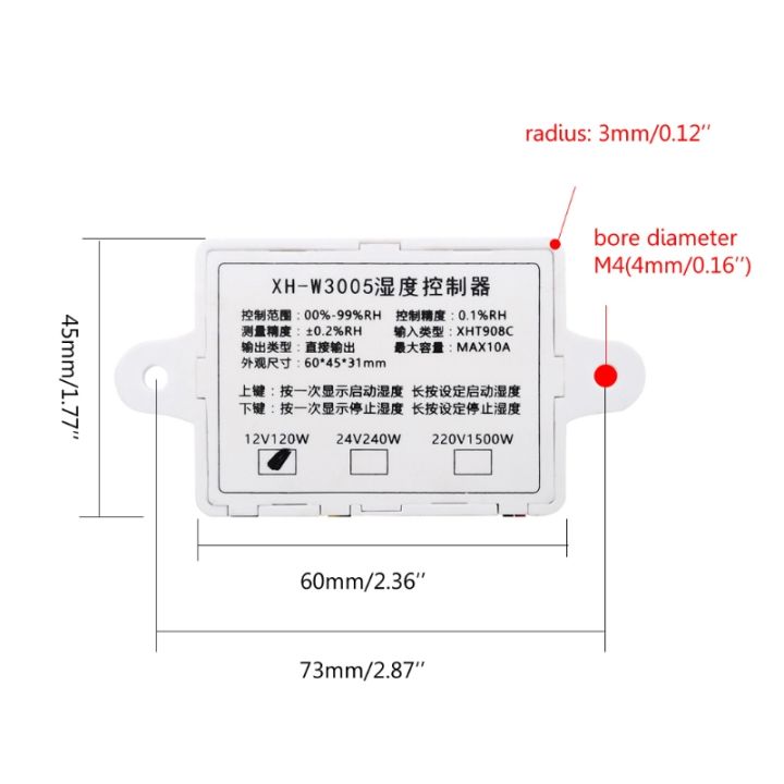 ควบคุมความชื้นดิจิตอลแบบพกพา-xh-w3005ความชื้นสวิทช์ควบคุมเซ็นเซอร์ความชื้นดิจิตอล0-99-rh-12โวลต์-24โวลต์-220โวลต์