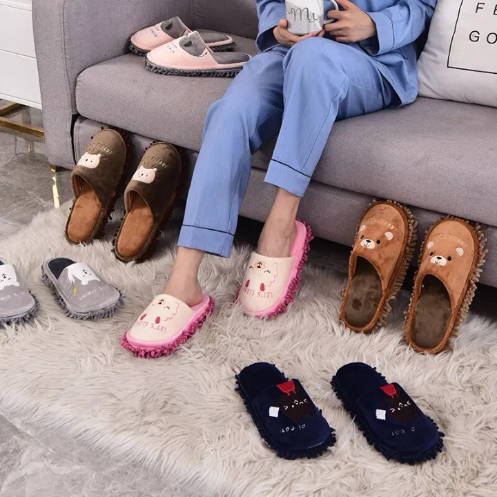 Winter New Designer House Mop Women Slippers Cute Cartoon Animal Bedroom  Couples Shoes Indoor Warm Plush Ladies Fur Slippers | Lazada PH