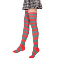 【LZ】✑✺✱  Meias de Compressão JK Cosplay para Mulheres Meias Longas Sobre o Joelho Coxa Alta Tiras Lolita Vermelho Verde