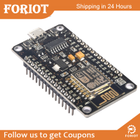 Foriot  NodeMCU ESP8266 V3 ESP-12E บอร์ดพัฒนา WIFI CH340G กระดานดำไมโคร USB สี่เหลี่ยมขาเชื่อมต่ออินเตอร์เฟซ