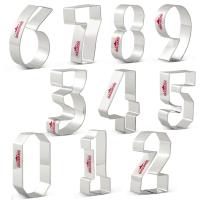 KENIAO Numbers Cookie Cutter - Number 0 1 2 3 4 5 6 7 8 9 - Kids Biscuit Fondant Bread Sandwich Mold- Stainless Steel Bread Cake  Cookie Accessories