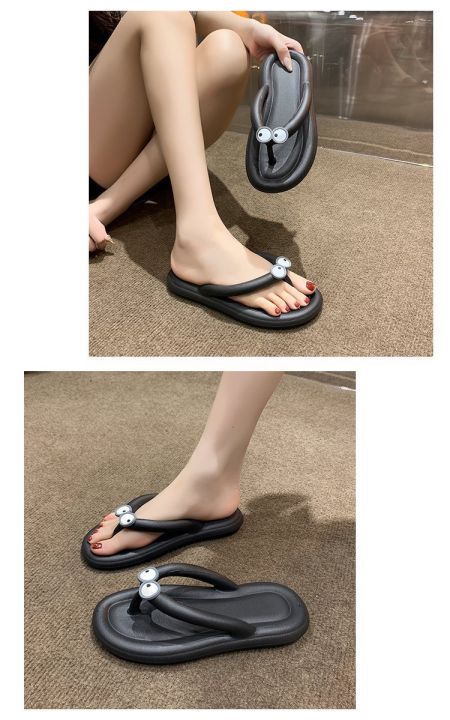 st37-รองเท้าหูหนีบ-รองเท้ารูปตา-รองเท้าเกาหลี-พื้นหนา-รองเท้าเพื่อสุขภาพ-รองเท้าผู้หญิง-มี3-สี