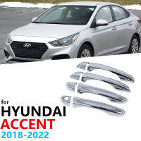 โครเมี่ยมจับครอบตัดชุดสำหรับ Hyundai Accent Verna Solaris HC YC 2018 ~ 2022 2019อุปกรณ์ตกแต่งรถยนต์สติกเกอร์2019 2020