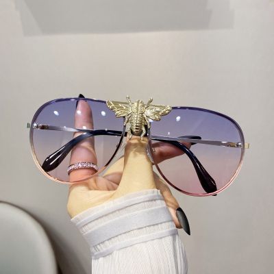 Fashion Big Bee Pilot Sunglasses Women 39;s Luxury Classic Retro Butterfly Sun Glasses Men Brand Designer Eyewear Vintage Shades