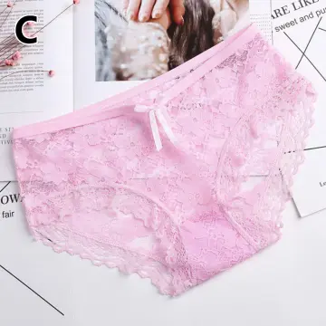 3Pcs Women Lace G String Solid Color Panty Hollow Out Embroidery Flowers  Panties Seamless Female Underwear Plus Size Breathable