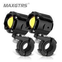 MAXGTRS 1set Motorcycle Bi LED Projector Lens HD Fog Driving Lamp 60W 30000LM Dual Colors Auxiliary Light H/L Beam Strobeflash Devil Eyes DRL