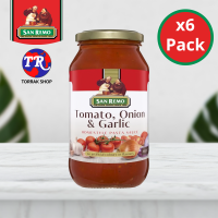 San remo Pasta Sauce Onion and Garlic ซอสพาสต้า มะเขือเทศ ผสม หอมหัวใหญ่ และ กระเทียม 500g แพ็ค 6 ขวด