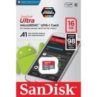 Sandisk Ultra MicroSDHC Card UHS-I Class10 A1 U1 16GB Speed สูงสุด 98MB/S (SDSQUAR_016G_GN6MN) Memory เมมโมรี่การ์ด การ์ด กล้องติดรถยนต์ กล้องวงจรปิด แท็บเล็ต โทรศัพท์ สมาร์ทโฟน