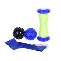 Yoga Massage Stick 4-Piece Set Pvc Yoga Supplies with Thorns Workout Massage Ball Elastic Band Ankle Roller Equipment