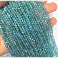 1 ST 15.5cm Long Natural Blue Apatite Faceted Polished Beads 2mm-3mm/ Top High Quality Stone / Stone for Jewelry