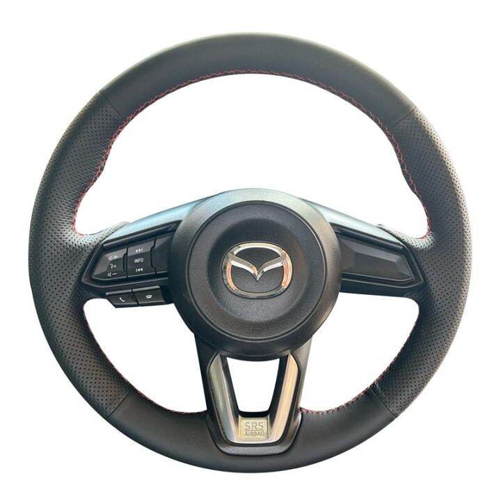 ฝาครอบพวงมาลัยรถยนต์ถักหนังเทียมสำหรับ-mazda-3-axela-2017-2018-mazda-6-atenza-cx-3-cx-5-cx-9อุปกรณ์เสริมรถยนต์