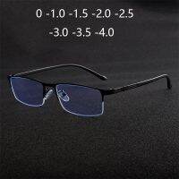 {Paopao glasses}0 1.0 1.5 2.0 2.5 3.0 3.5 4.0 Blue Light Blocking สแควร์สายตาสั้นแว่นตาสำเร็จรูปครึ่งกรอบ Prescription Myopes Lunettes